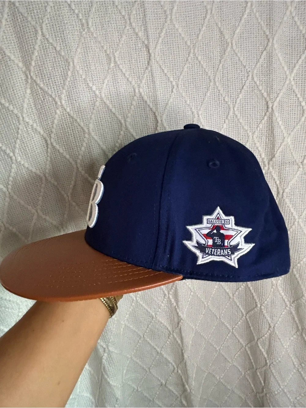 Tampa Bay Rays Salute to Veterans Hat MLB Promo Baseball Cap Brown Leather Brim